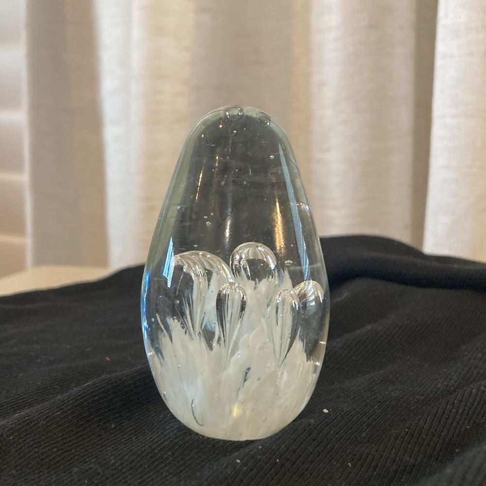 Vintage Egg Shape Bubble Glass Paperweight - Picture 3 of 5